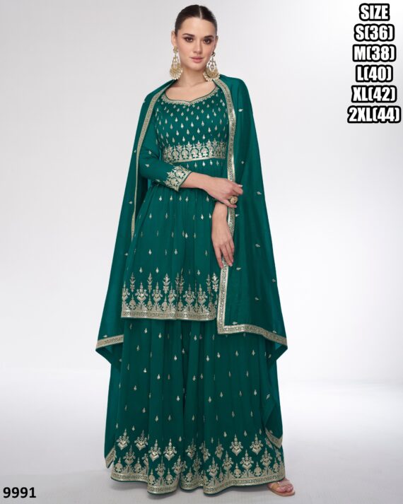 Traditional Wear Premium Silk Designer Top Sarara With Dupatta For Women