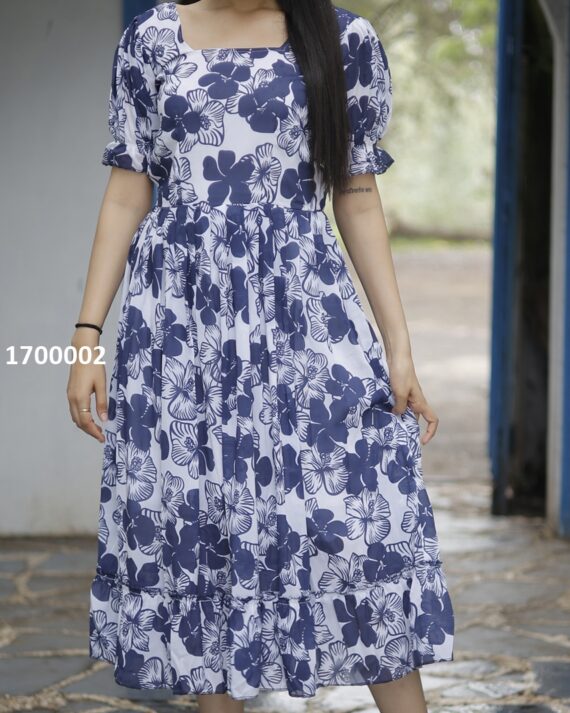 Elegant Party Wear Faux Georgette Heavy Digital Printed Western Maxi Dress