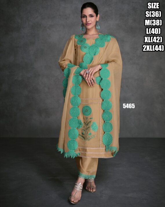 Exclusive Festive Wear Embroidered Designer Organza Silk Kurti Pent With Dupatta Set