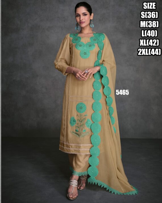 Exclusive Festive Wear Embroidered Designer Organza Silk Kurti Pent With Dupatta Set