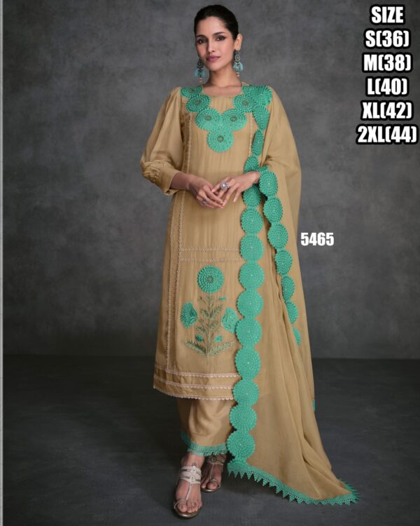 Exclusive Festive Wear Embroidered Designer Organza Silk Kurti Pent With Dupatta Set