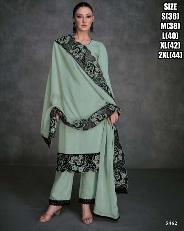 Exclusive Festive Wear Embroidered Designer Organza Silk Kurti Pent With Dupatta Set