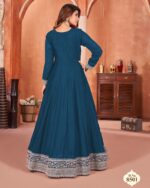 Functional Wear Semi-Stitch Art Silk Exclusive Designer Gown With Dupatta