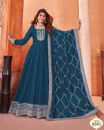 Functional Wear Semi-Stitch Art Silk Exclusive Designer Gown With Dupatta