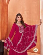 Functional Wear Semi-Stitch Art Silk Exclusive Designer Gown With Dupatta