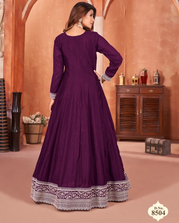 Functional Wear Semi-Stitch Art Silk Exclusive Designer Gown With Dupatta