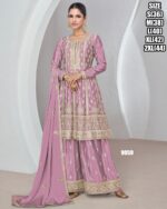 Premium Chinnon Silk With Beautiful Designer Party wear Readymade Plazzo Suit