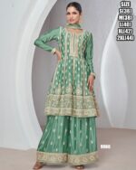 Premium Chinnon Silk With Beautiful Designer Party wear Readymade Plazzo Suit