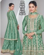 Premium Chinnon Silk With Beautiful Designer Party wear Readymade Plazzo Suit