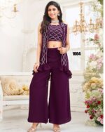 Elegant Party Wear New Ethnic Designer Georgette With Handworked Shrug, Choli With Plazzo Set