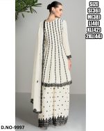 Indian And Pakistani Clothing For Women's Wear Chinnon With Embroidered Work Readymade Kurti With Plazo Dupatta