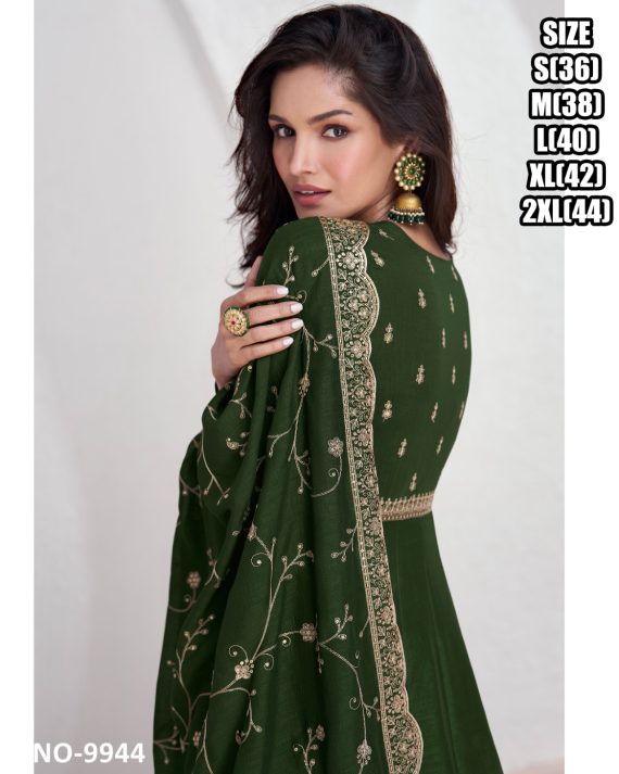 Women's Stylish Ankle Length Heavy Embroidery Silk Anarkali Gown With Dupatta Set