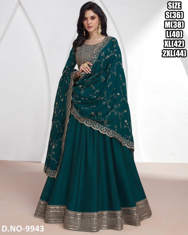 Women's Stylish Ankle Length Heavy Embroidery Silk Anarkali Gown With Dupatta Set