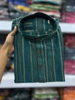 Ethnicrang Men's Regular Wear Pure Cotton Khadi Work Short Kurta