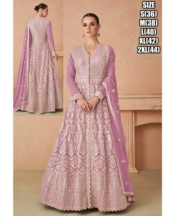 Luxurious Wedding Wear Embroidered Designer Stylish Real Georgette Gown Collections