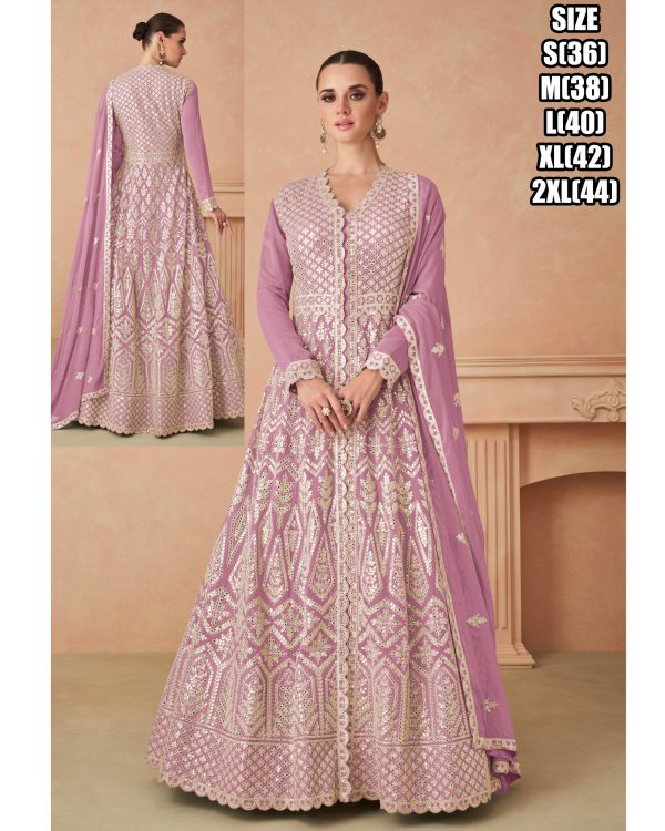 Luxurious Wedding Wear Embroidered Designer Stylish Real Georgette Gown Collections