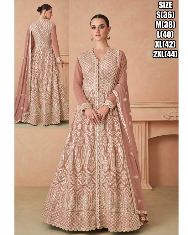Luxurious Wedding Wear Embroidered Designer Stylish Real Georgette Gown Collections