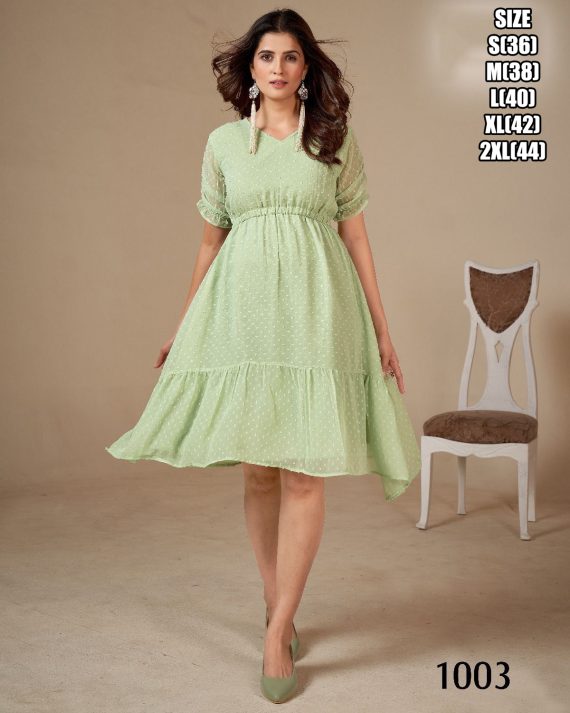 Summer Vibes For Women's Wear Unique Sleeves Pattern And Frill Designer Flair One Peace