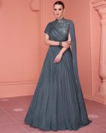 A Two Piece To Refresh Your Collections For Women's Wear Chinnon And Georgette Silk Readymade Traditional Outfits.