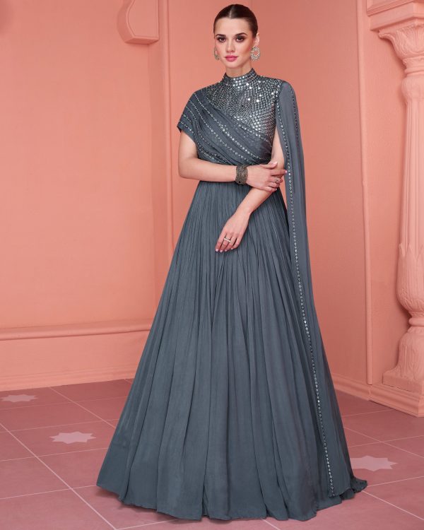 A Two Piece To Refresh Your Collections For Women's Wear Chinnon And Georgette Silk Readymade Traditional Outfits.