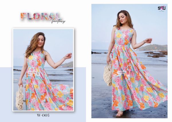 Latest Casual Dresses Collection For Women's Wear Pure Rayon Fabric Long Gown