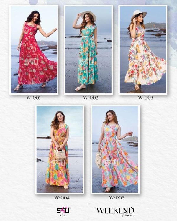 Latest Casual Dresses Collection For Women's Wear Pure Rayon Fabric Long Gown