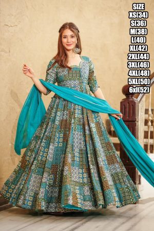 This Stunning Beautiful Digital Printed Ethnic Wear Gown Set Collection