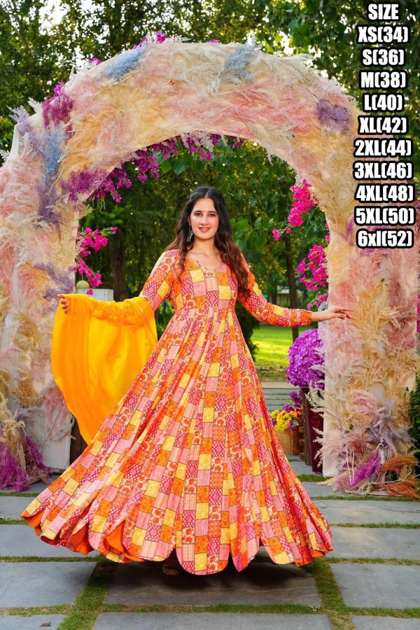 This Stunning Beautiful Digital Printed Ethnic Wear Gown Set Collection