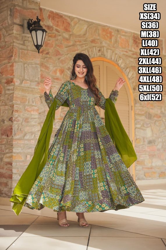 This Stunning Beautiful Digital Printed Ethnic Wear Gown Set Collection