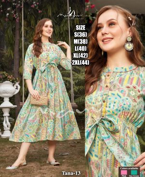 Elegance Party Wear Casual Dresses For Women's Premium Modal Printed With Hand Worked Anarkali Kurtis