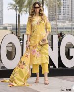 Elegance Party Wear Stitched Linen With Borer Schiffli Work Kurti With Imported Bottom And Printed Dupatta For Women