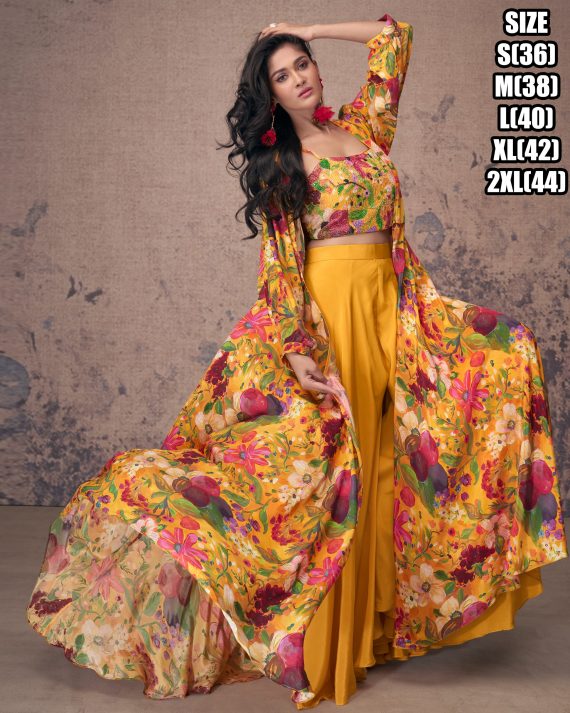 Perfact For Trendy And Amazing Functional Wear Pure French Crepe Silk Embroidered Shrug Set