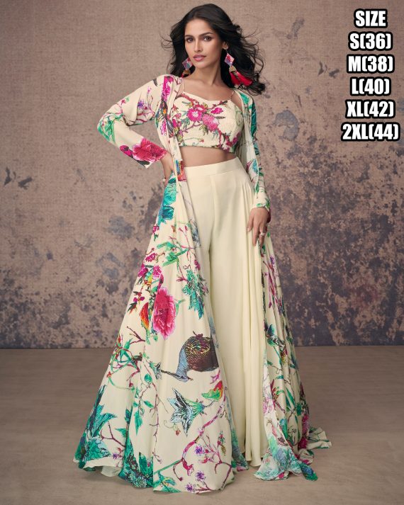 Perfact For Trendy And Amazing Functional Wear Pure French Crepe Silk Embroidered Shrug Set