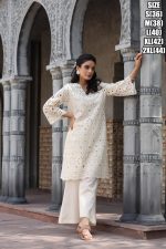 Latest Stylish Summer Dresses For Festive Wear White Pure Cotton Fancy Kurti With Pent