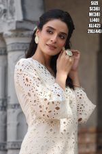 Latest Stylish Summer Dresses For Festive Wear White Pure Cotton Fancy Kurti With Pent