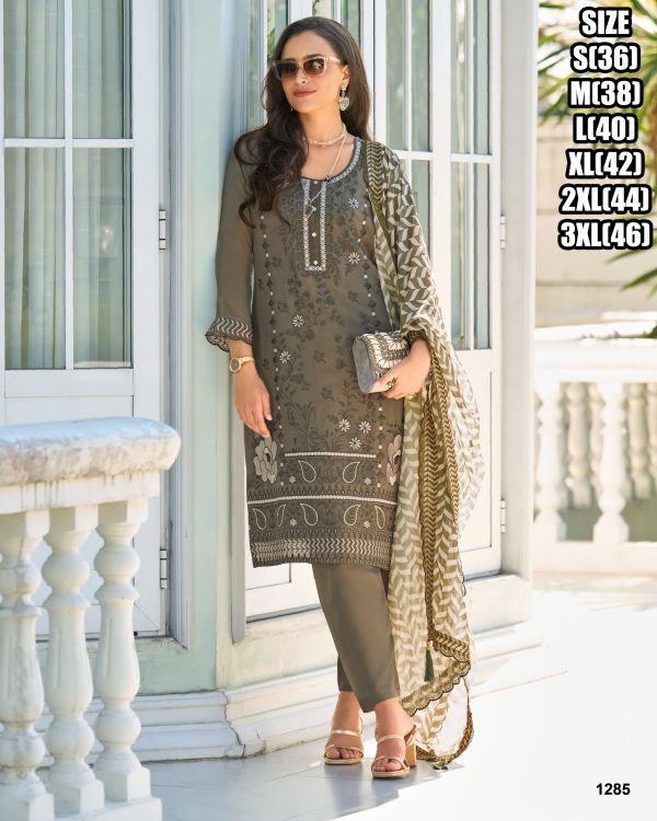 Stitched Soft Organza Kurti and Silk Pant Set with Beautiful Embroidery Paired with a Gorgeous Organza Dupatta