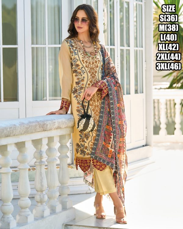 Stitched Soft Organza Kurti and Silk Pant Set with Beautiful Embroidery Paired with a Gorgeous Organza Dupatta