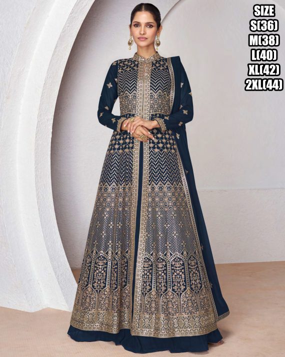 Wedding Wear Real Georgette Embroidery Designer Top And Skirt With Dupatta