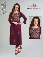 Liva Rayon With Pure Hand Work New Designer Stright Kurtis Collection