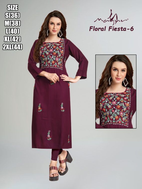 Liva Rayon With Pure Hand Work New Designer Stright Kurtis Collection