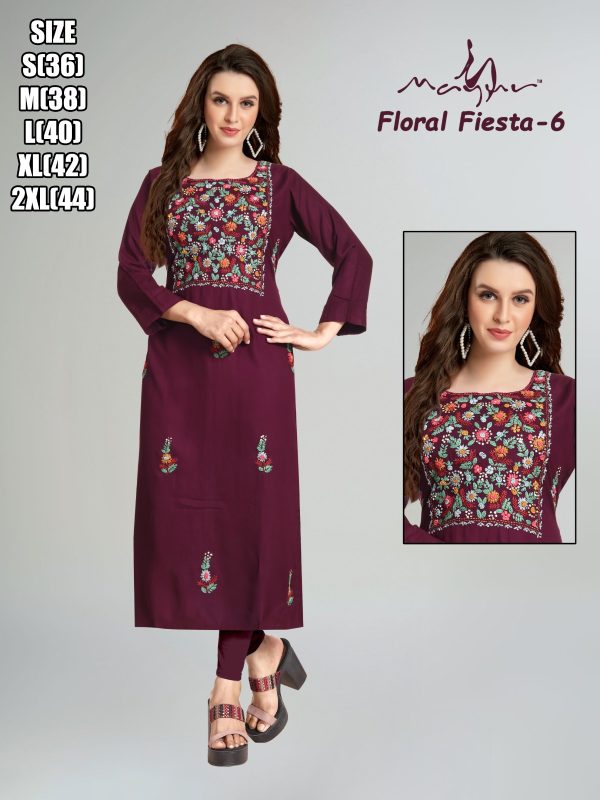 Liva Rayon With Pure Hand Work New Designer Stright Kurtis Collection