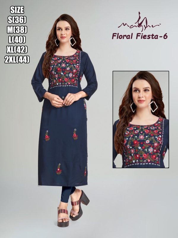 Liva Rayon With Pure Hand Work New Designer Stright Kurtis Collection