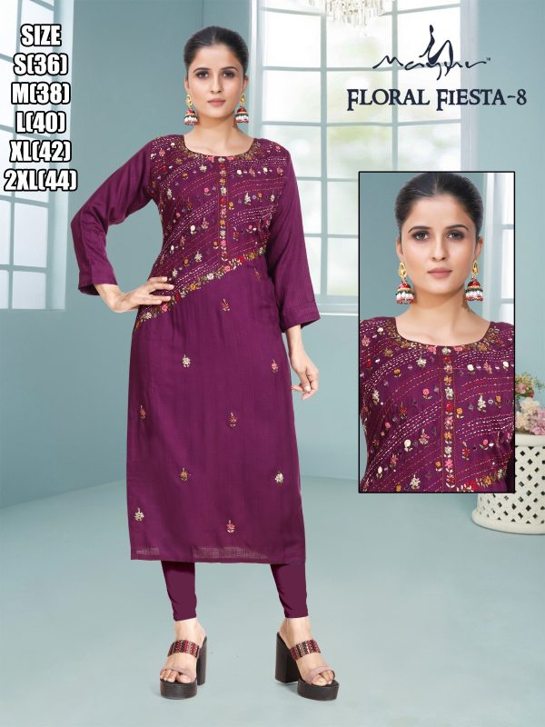 Liva Rayon With Pure Hand Work New Designer Stright Kurtis Collection