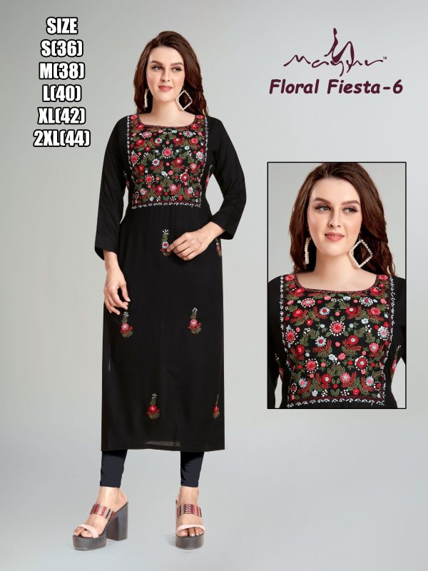 Liva Rayon With Pure Hand Work New Designer Stright Kurtis Collection