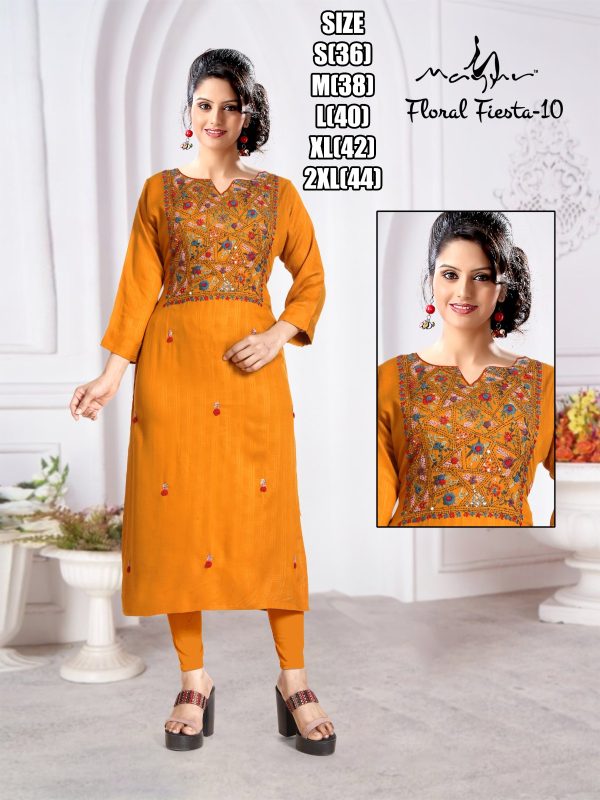 Liva Rayon With Pure Hand Work New Designer Stright Kurtis Collection