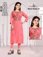 Liva Rayon With Pure Hand Work New Designer Stright Kurtis Collection