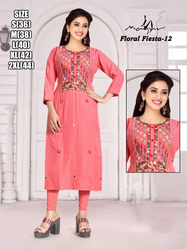 Liva Rayon With Pure Hand Work New Designer Stright Kurtis Collection