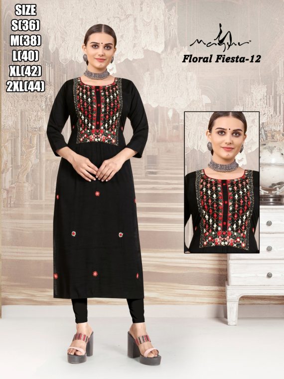 Liva Rayon With Pure Hand Work New Designer Stright Kurtis Collection