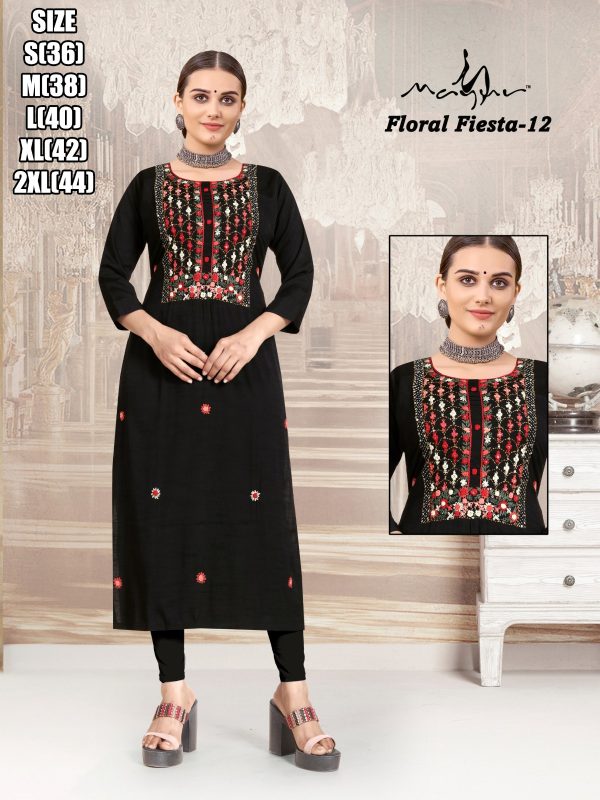 Liva Rayon With Pure Hand Work New Designer Stright Kurtis Collection