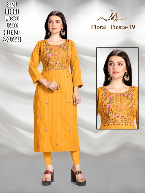 Liva Rayon With Pure Hand Work New Designer Stright Kurtis Collection